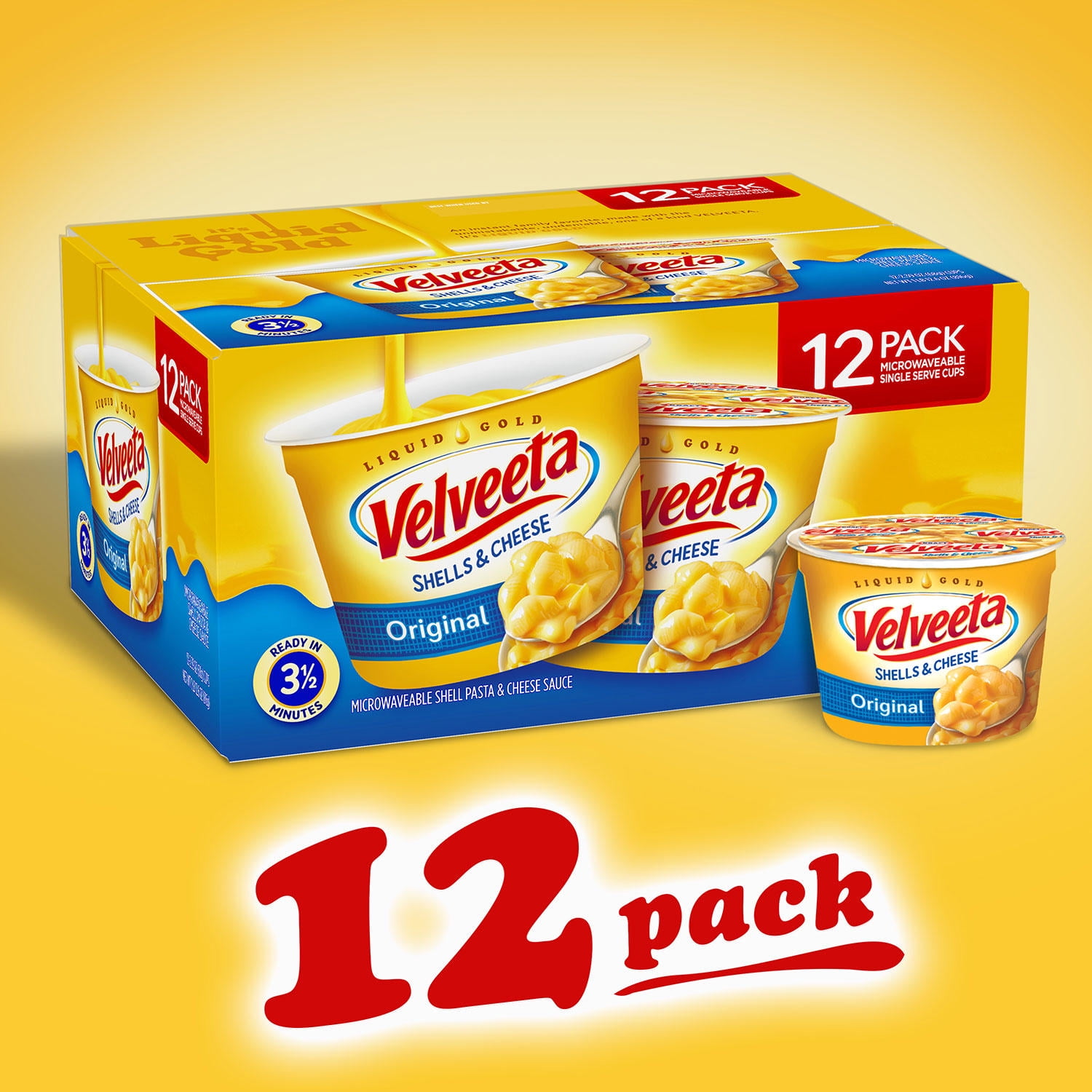 Velveeta Shells & Cheese Original Microwavable Shell Pasta & Cheese Sauce, 12 ct Pack, 2.39 oz Cups