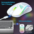 thumbnail image 2 of Souris de Jeu Sans Fil, Souris d'Ordinateur Rechargeable avec Rétroéclairage RGB, Récepteur USB, 6 Boutons, DPI Réglable (Blanc), 2 of 9