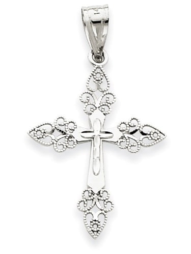 Sterling Silver Polished Filigree Cross Pendant