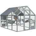 thumbnail image 2 of Yardi Yarda Wooden Catio Outdoor Cat Enclosure with Waterproof Cover, 2 Condos, 6 Platforms, Bridge, Doors, Gray, 2 of 11