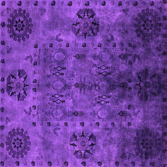 Ahgly Company Indoor Square Oriental Purple Industrial Area Rugs, 6' Square