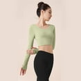 thumbnail image 4 of aidice Yoga Tops for Women Athletic Round Neck Long Sleeve Slim Fitting Backless Cropped Workout Tops, 4 of 5