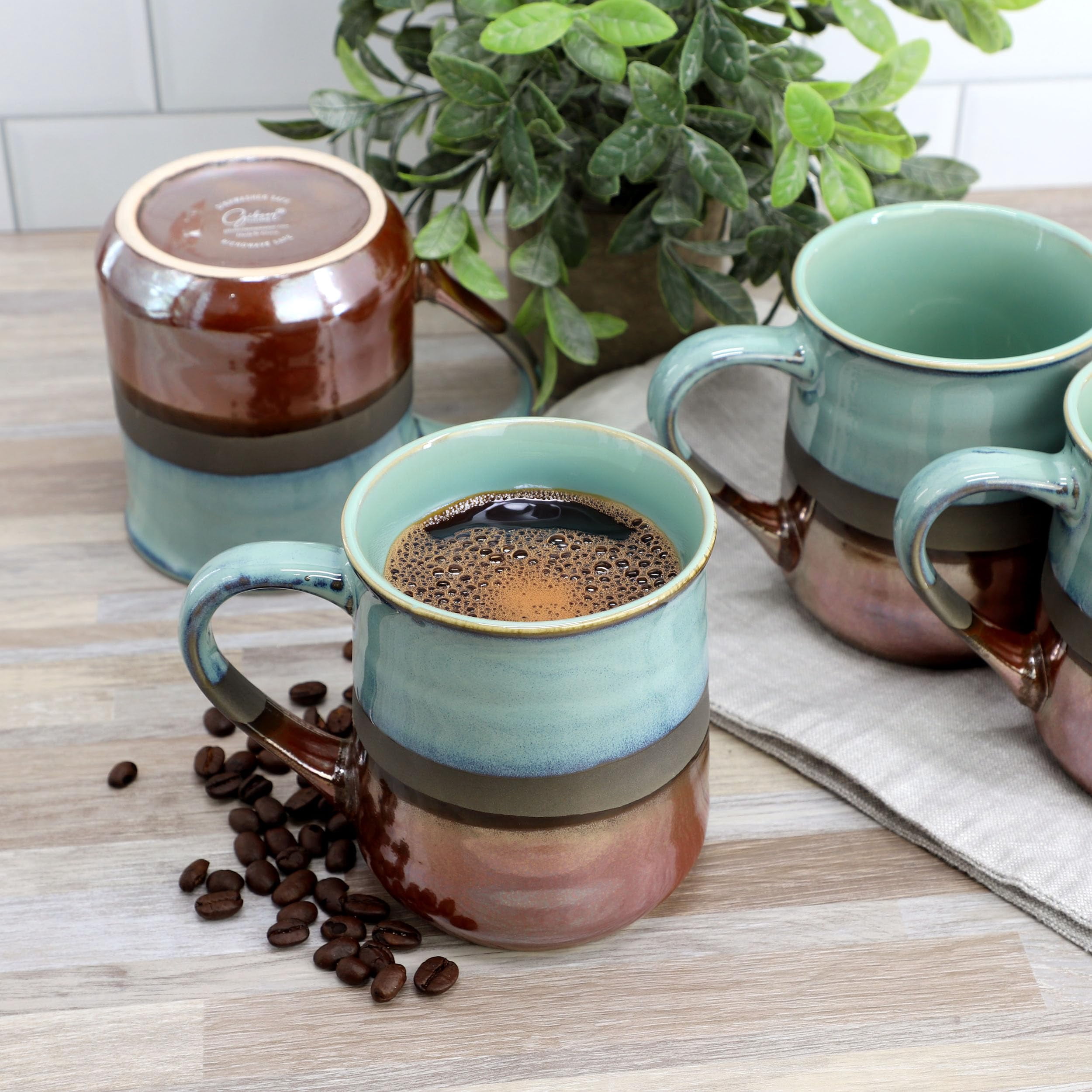 Gibson Home 142967.01 18 oz Copper Tonal Sto are Cup Set, Sage - 4 Piece