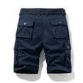 thumbnail image 3 of ENCCRWIN Men's Cotton Cargo Shorts Multi-Pocket Casual Loose Fit Military Tactical Pants Drawstring Summer Outdoor,Royal Blue L, 3 of 3