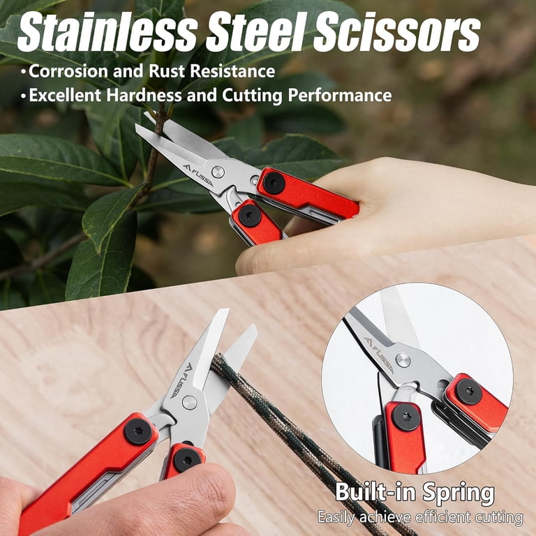 FLISSA 11-in-1 Multitool Scissors, Stainless Steel Mini Multi Tool