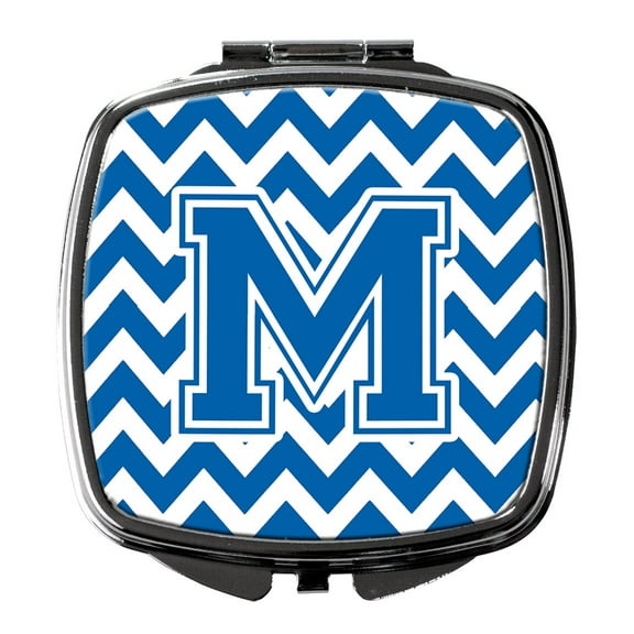 Letter M Chevron Blue and White Compact Mirror CJ1056-MSCM