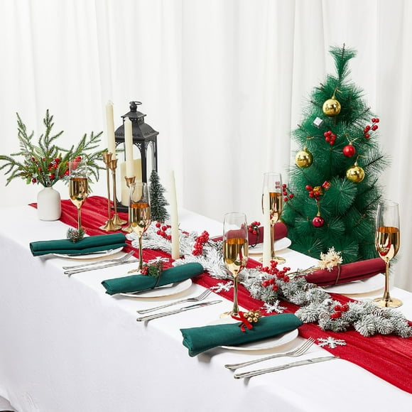 PEONAVET Simulated Green Plants Christmas Decoration Table Branch Ornaments Simulated Green Plants Christmas Vibes Decoration Flocking Falling Snow Decorations