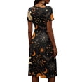 thumbnail image 5 of Womens Halloween Dresses Spider Webeb Bat Short Sleeve Horror Midi Dresses Pumpkin Skeleton V Neck Funny Dresses, M, 5 of 5