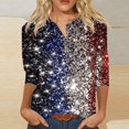 thumbnail image 2 of YDLCAFD Easter Women Casual V Neck Colorful Gradient Geometric Print Button Three Quarter Sleeve T Shirt, 2 of 4