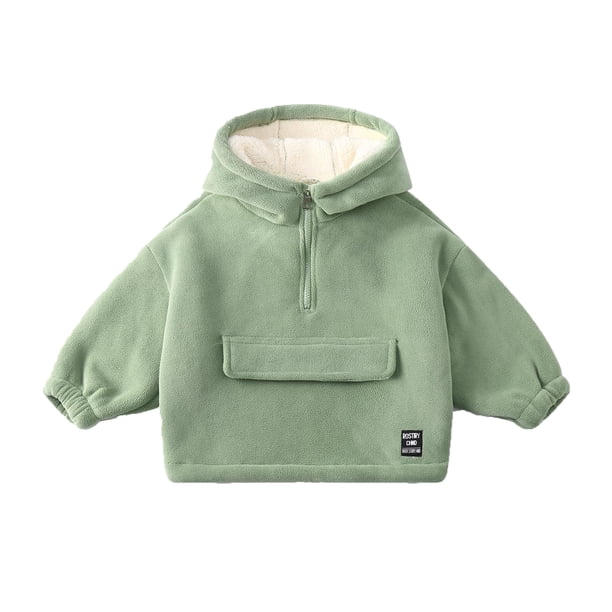 Gibobby Sudadera con capucha de otoño para niños y niñas, chaqueta con capucha y forro polar, sudadera gruesa holgada para invierno, ropa para exteriores(Verde, 4-5 Años)