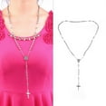thumbnail image 3 of 2021 Plus Récent Unisexe Charme Argent Chapelet Perles Chaîne Acier Inoxydable Croix Pendentif Collier Argent, 3 of 6
