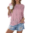 thumbnail image 4 of Gunia Crochet Tops For Women Hollow Out Lightweight Knit Short Sleeve Tee Top Sweater Crochet Coverups, 4 of 5