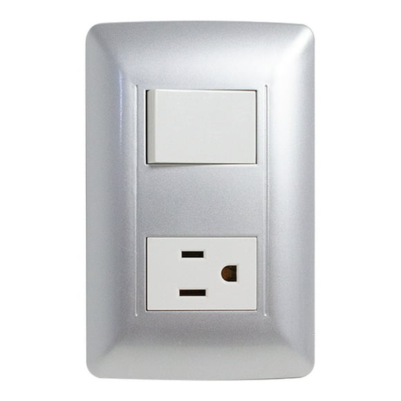 KIT 2 PLACAS CON 1 APAGADOR Y 1 CONTACTO SILVER Sanelec SILVER 4497