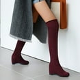 thumbnail image 5 of YLYL Women Wedge Heel Over the Knee Boots Mid Heel Boots Round Toe Slip on Stretch Boots, 5 of 7