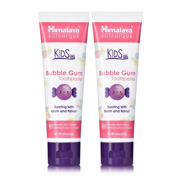 Himalaya Botanique Kids Toothpaste with Xylitol, Bubble Gum Flavor, 4 oz, 2 Pack