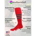 thumbnail image 2 of Dugout 3 Stripe Softball Socks (Scarlet/Black/White, Large), 2 of 2