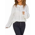 thumbnail image 2 of Womens Sweaters Knit Crew Neck Casual Long Sleeve Fall Tunic Sweater Tops White L, 2 of 9