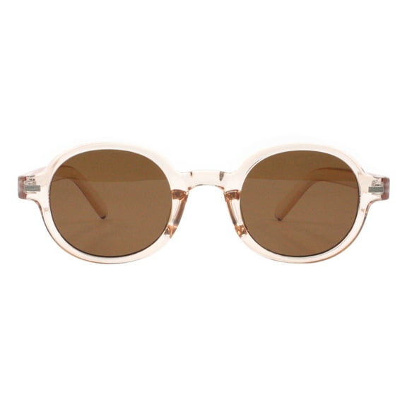 Round Oval Sunglasses Unisex Vintage Hipster Fashion UV 400 Translucent Brown