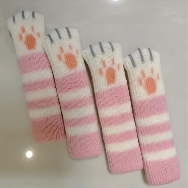 Funda para pies de mesa y silla, de lana tejida, con forma de gato, para proteger los pies de las sillas, antideslizante, resistente al desgaste, de silicona