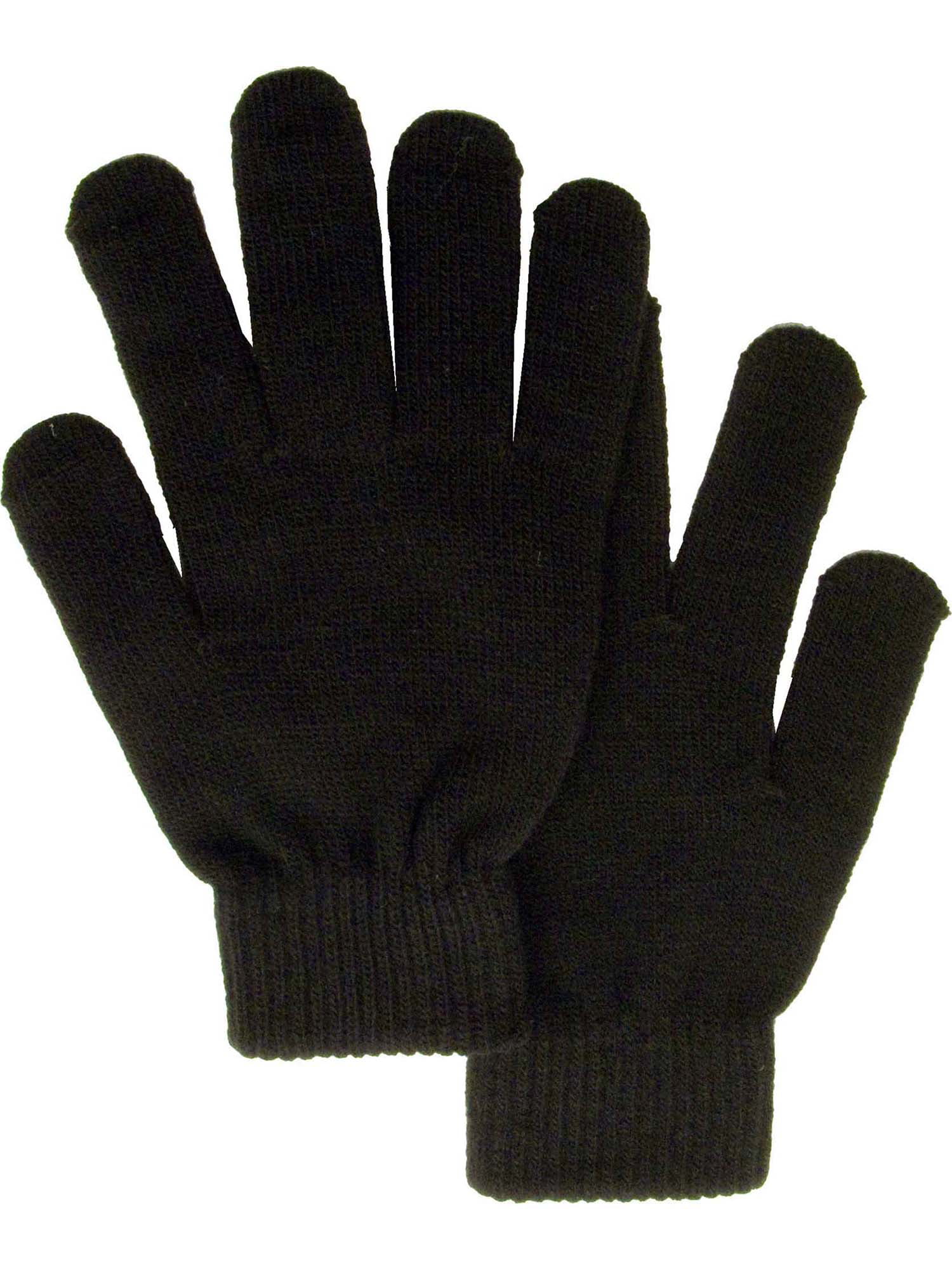 3~12pair Men Women Solid Black Magic Fuzzy Cozy Winter Warm Knit Gloves Stretch 