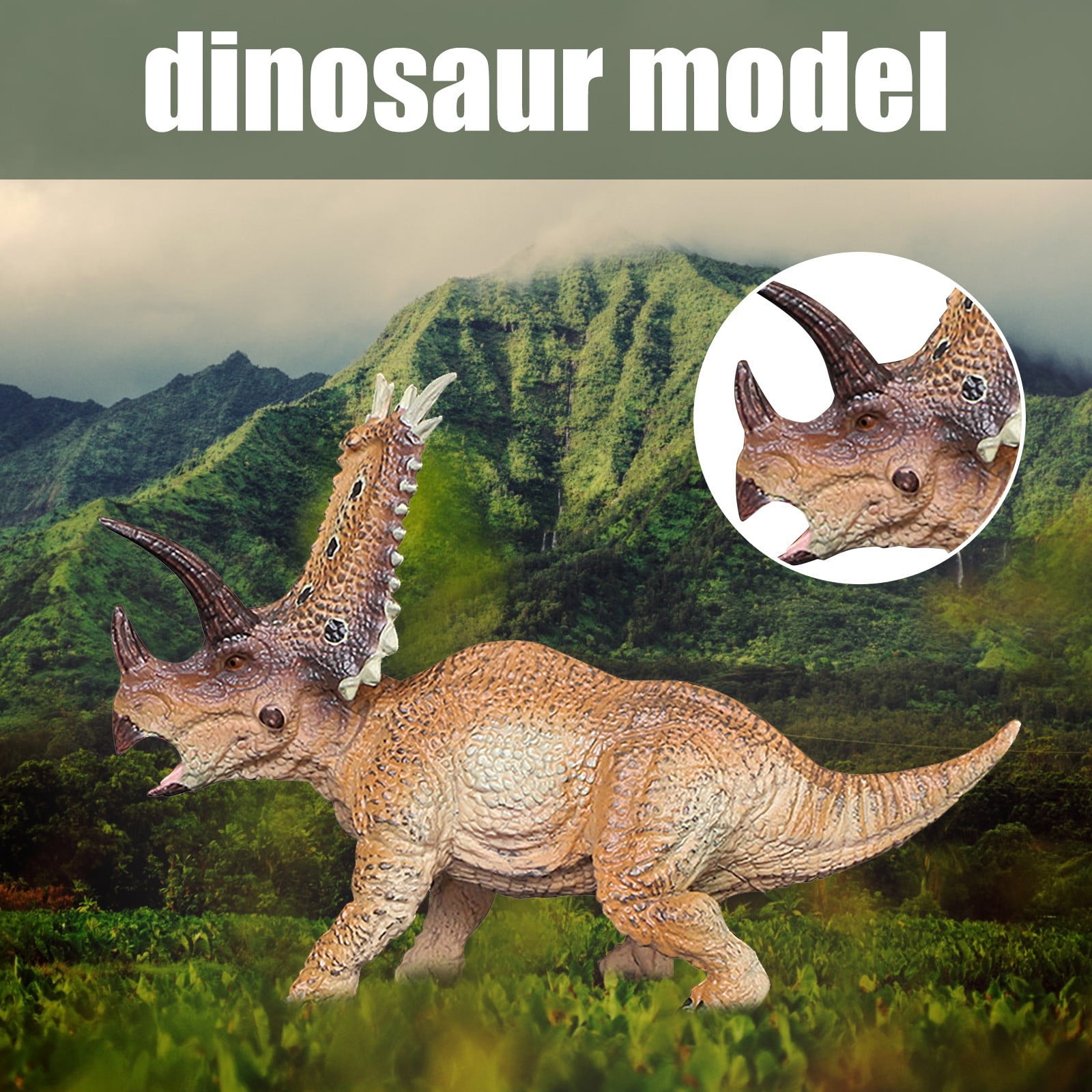 19cm Triceratops Realistic Dinosaur Model Solid Plastic Figure Animal Toy 
