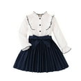 thumbnail image 2 of Spazoro Toddler Girls Princess Dress, Long Sleeve School Uniform Color Block Bow Knot Dresses for Party Black Size 3-4T, 2 of 9