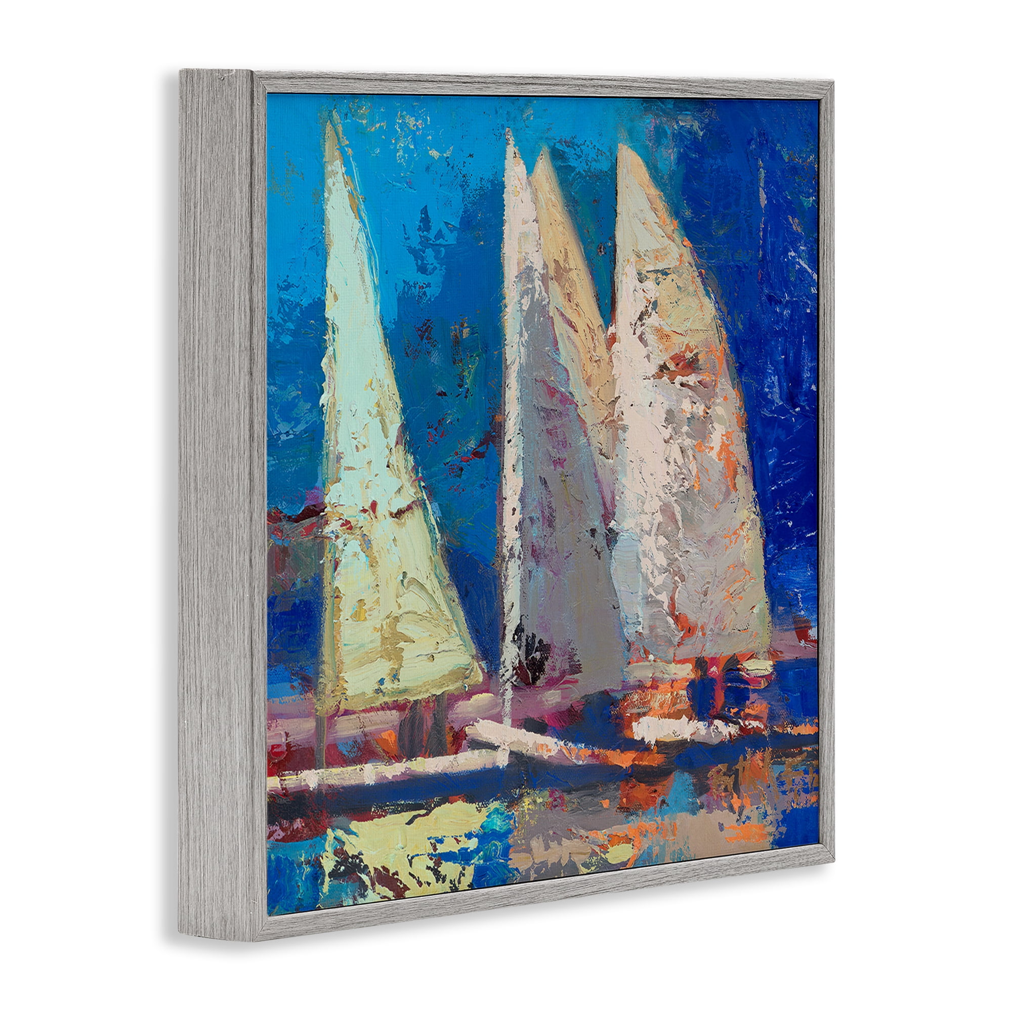 Stupell Industries A Strong Wind Sailboats Gray Framed Giclee Art, design by Beth A. Forst