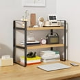 thumbnail image 6 of Double-Tier Desktop Storage Shelf | Wooden Student Desk Organizer | Office Computer Desk Tiered Cabinet | Multicolor & Black | 36x30x20cm, 6 of 6