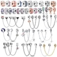 thumbnail image 2 of Abalorios de Clip espaciador de Disney, cadena de seguridad, abalorios de corazón de Margarita pavé de Plata de Ley 925 aptos para pulsera Pandora, joyería DIY, regalo de lujo Dengxun unisex, 2 of 2