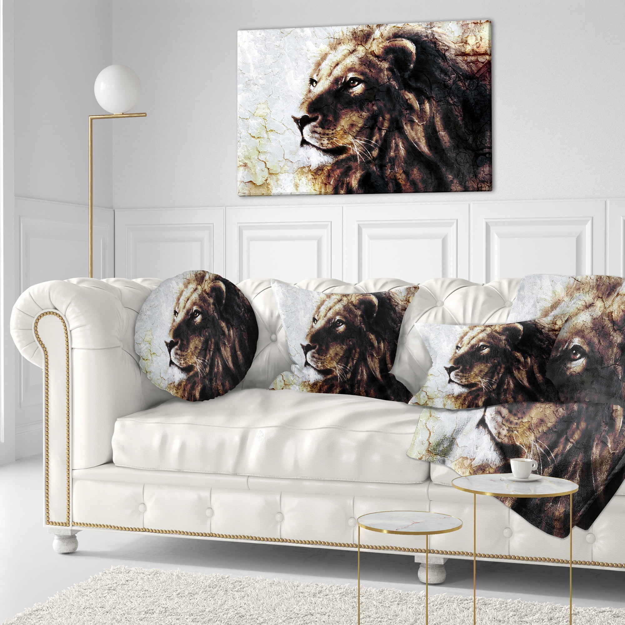 Designart Mystic Face - Animal Throw Pillow - 12x20