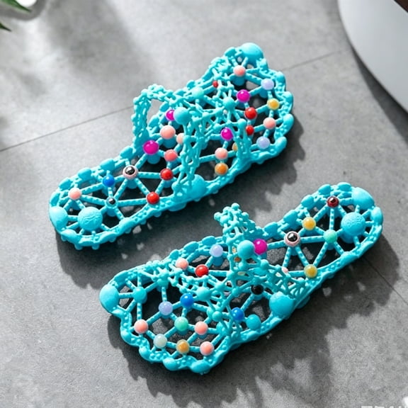 Bathroom Slippers Women Size 7-8, Hollow Out Non-Slip Massage Shower Shoes