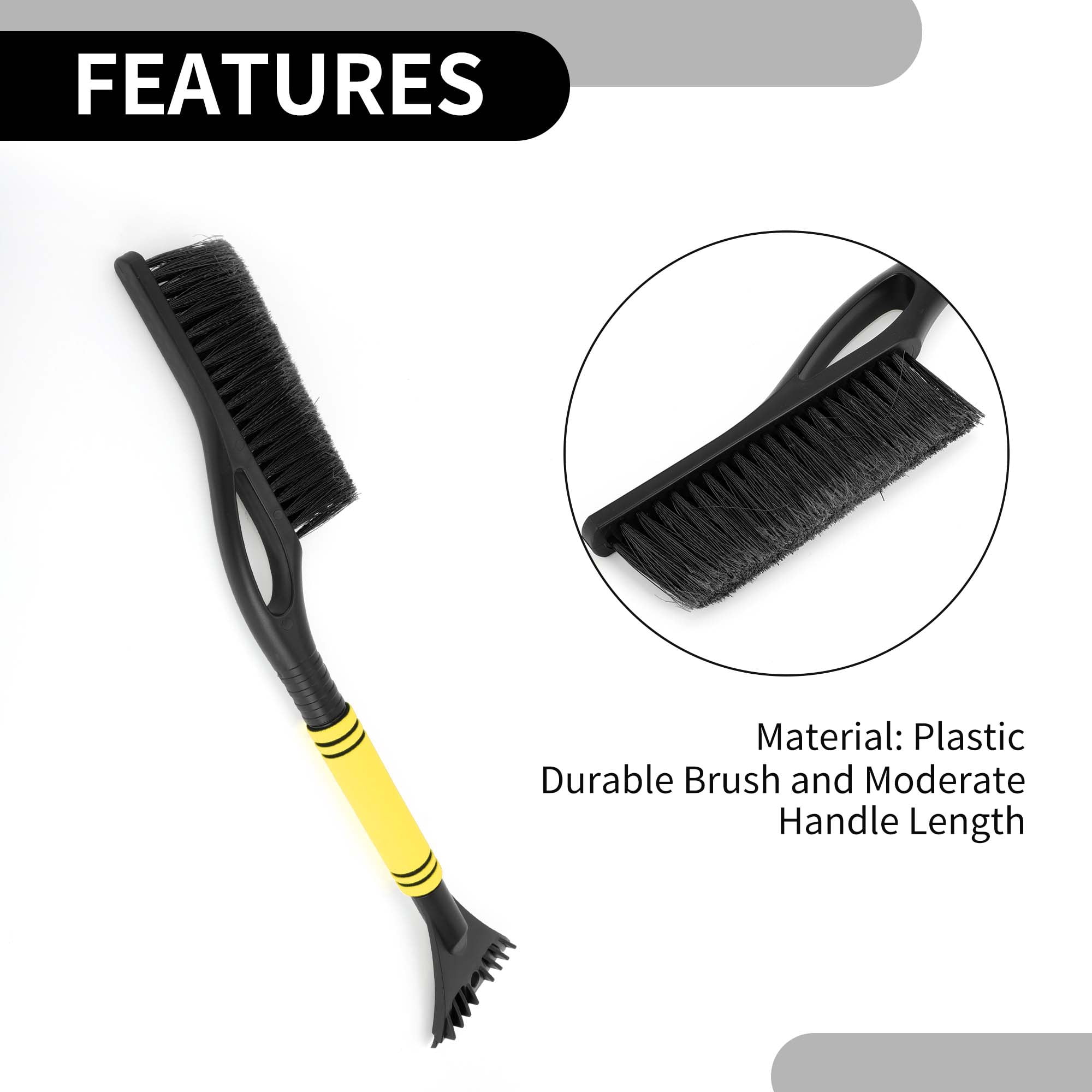 Unique Bargains Car Ice Scraper Brush with Broom - SUV Snow Frost Remover Yellow