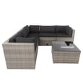 thumbnail image 5 of 6-Piece L-Shaped Patio Furniture with 3 Storage Under Seat, Outdoor Wicker Conversation, All Weather PE Rattan Sectional Sofa Set Wicker Sofa Ideal for Garden, Porch, 5 of 9