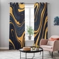 thumbnail image 6 of Kitchen Curtains 84 Inch Length 2 Panels, Abstract Marble Grommets Window Treatment Curtain, Black Golden Modern Ombre Fluids Art Thermal Curtains Drapes for Living Room/Bathroom, 6 of 9