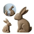 thumbnail image 2 of Easters Rabbit Statue Set of 2 Cute Wooden Bunnies Figurines Decors for Living Room or Bedroom Desktop Display Ornaments, 2 of 11