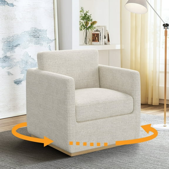 Swivel Accent Chair, Premium Barrel Chair for Living Room, Comfy Single Sofa Chair, Round Swivel Couch Chair, Living Room Chairs for Adults, Accent Bucket Chairs for Club/Bedroom
