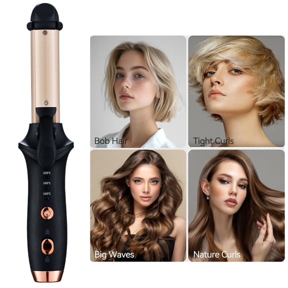 Mini Cordless Curling Iron,Portable Wireless Hair Straightener,3 Temperature Settings，Fast Heating Hair Curler for Travel, Medium and Long Hair