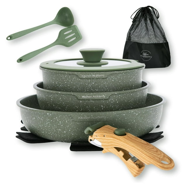 Juego de utensilios de cocina Kitchen Academy con mango extraíble, 10 piezas