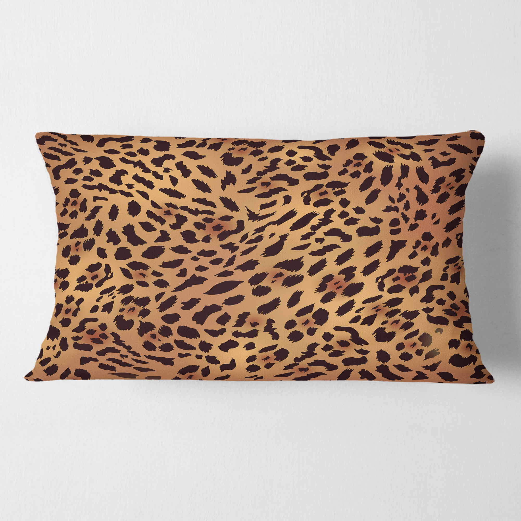 Designart Leopard Fur Safari III' Mid-Century Modern Throw Pillow - 12x20