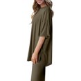 thumbnail image 4 of hotojiny Womens 2 Piece Outfits Summer Casual Loose Half Sleeve Pullover Tops and Wide Leg Cropped Pants Lounge Tracksuit, 4 of 6