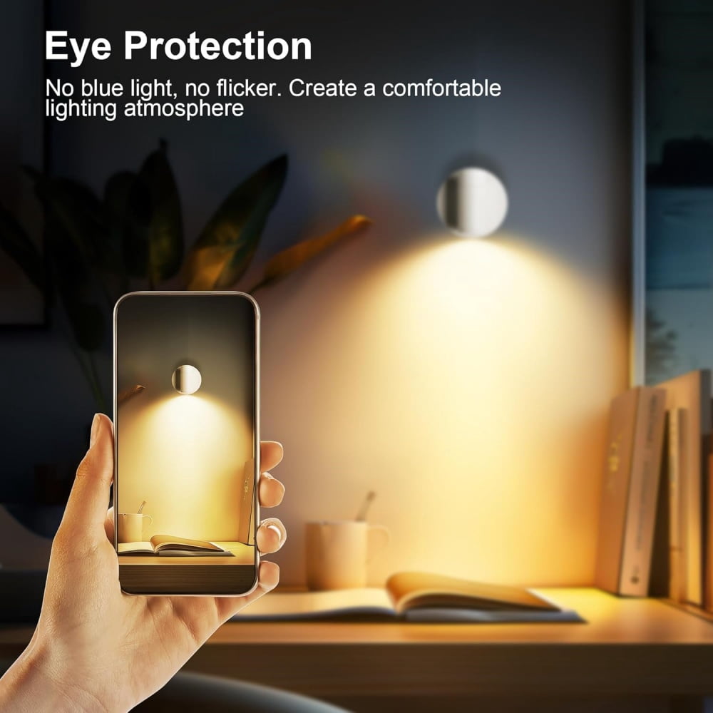 Indoor Wireless LED Spotlight, Indoor Plant Spotlight, Remote Dimmable, 350 ° Rotating, Rechargeable Upward Battery Powered, Ceiling Light for Artwork Painting Plant Picture Light White (4 PCS)