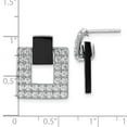 thumbnail image 2 of 925 Sterling Silver Rhodium Plated Cubic Zirconia Black Agate Square Dangle Mis-matched Earrings 19.75x15.75mm Wide Dang, 2 of 2