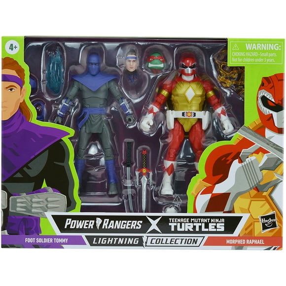 Power Rangers Adolescent Mutant Ninja Tortues 6" Figure Foudre Collection - Morphed Raphael et Pied Soldat Tommy