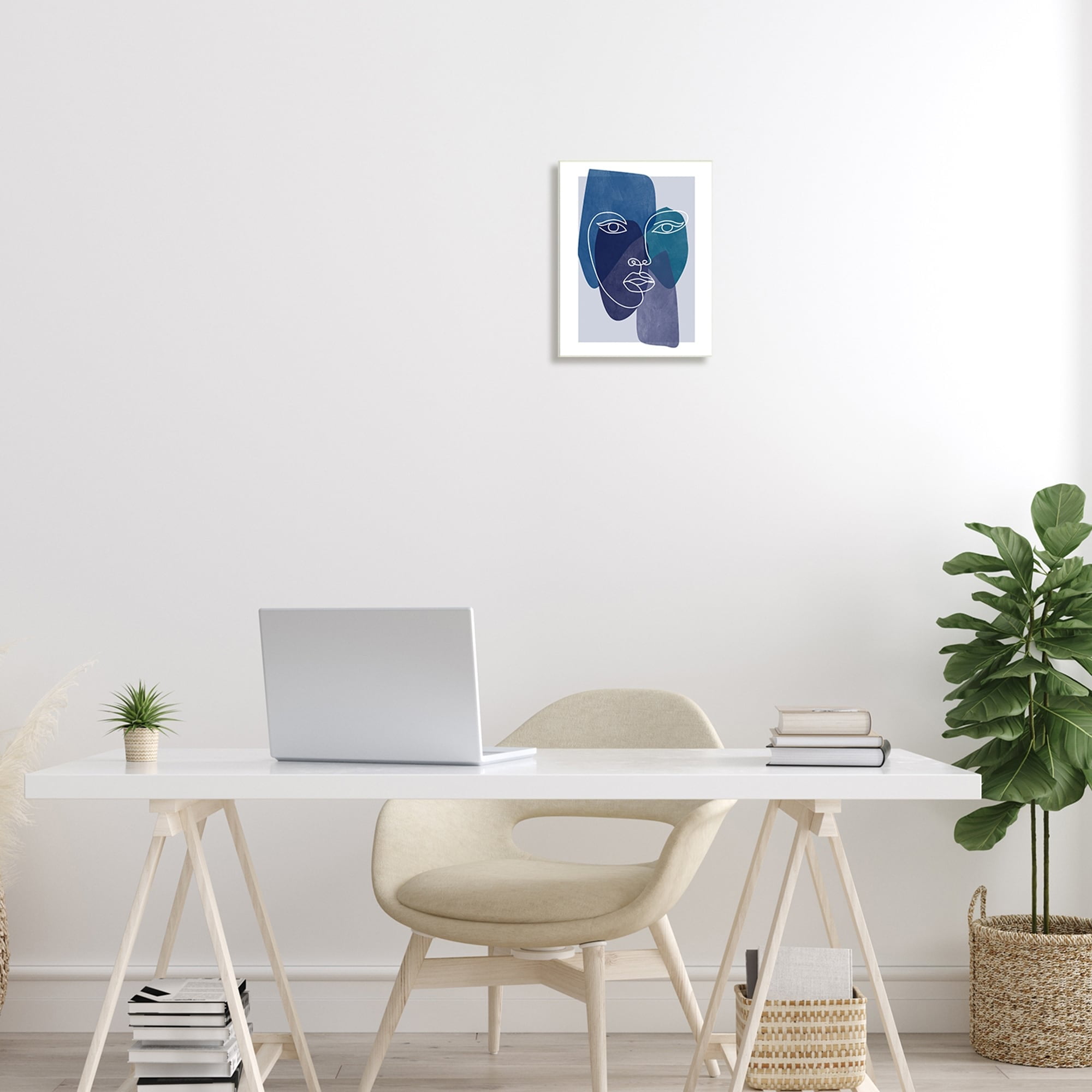 Stupell Industries Bold Face Line Doodle Modern Geometric Shapes Wood Wall Art, 10 x 15, Design by Birch&Ink