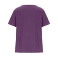 thumbnail image 3 of WREESH Womens Cotton Linen Shirts Loose Casual Print Regular Button Round Neck Short Sleeve Short Sleeves Top Purple, 3 of 5
