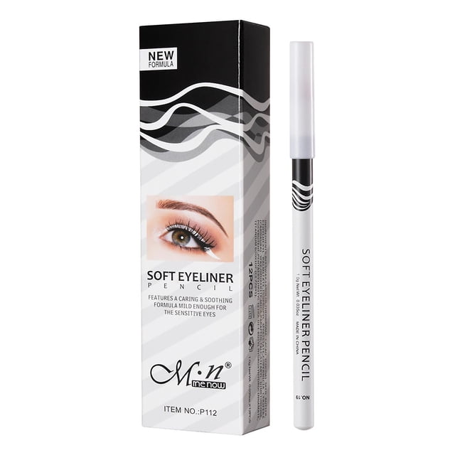 Lápiz delineador de ojos HUOGUO, varilla de madera White Silkworm, 12 unidades