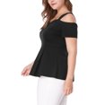 thumbnail image 4 of Agnes Orinda Women's Plus Size Blouse Shirt High Waist Sweetheart Cold Shoulder Peplum Top, 4 of 6