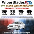 thumbnail image 2 of 2012 BMW 328i xDrive Beam Wiper Blades Wipers w/1yr Warranty (Set of 3) w/Rear Wiper (WiperBladesUSA), 2 of 5