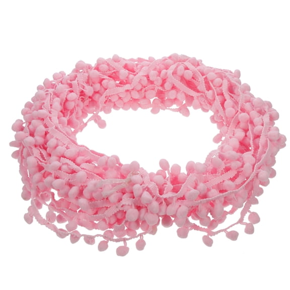 SEWCHICS Soft Pink Pom Pom Fringe Trim for Clothing Supplies and DIY Curtain Accessories