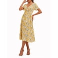 thumbnail image 3 of Lovito Boho Ditsy Floral V Neck Shirred Dress For Women, 3 of 5
